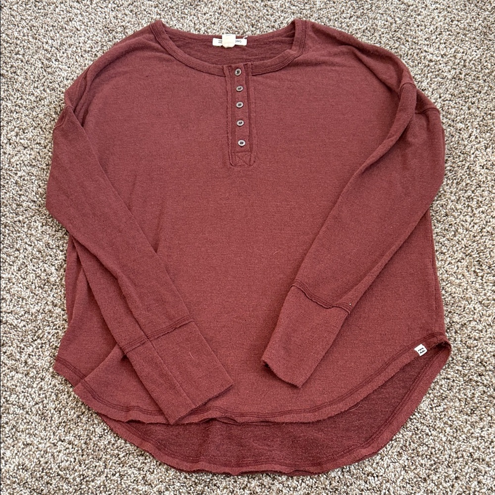 Billabong Maroon Crew Neck Top